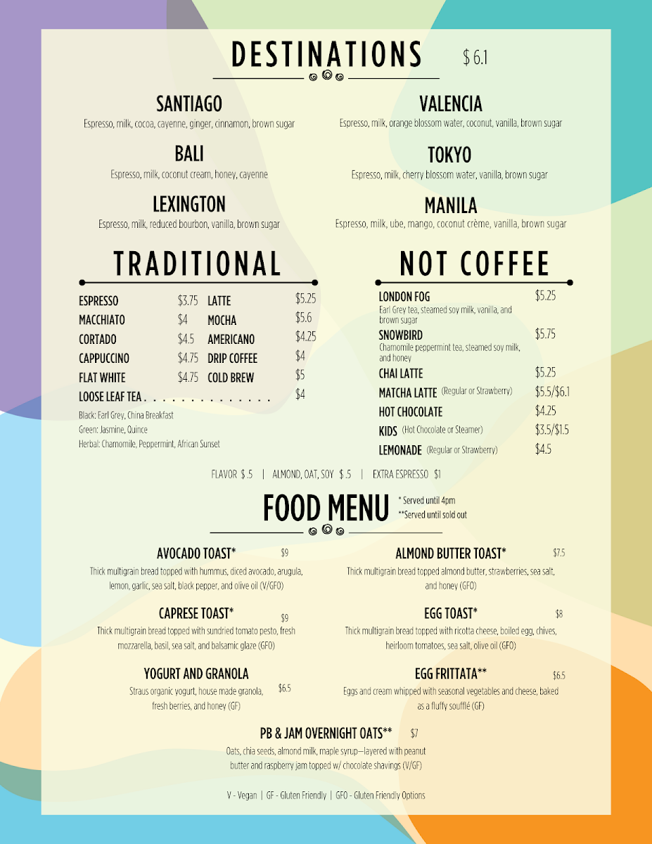 Menu Voyager Craft Coffee - Cupertino-1